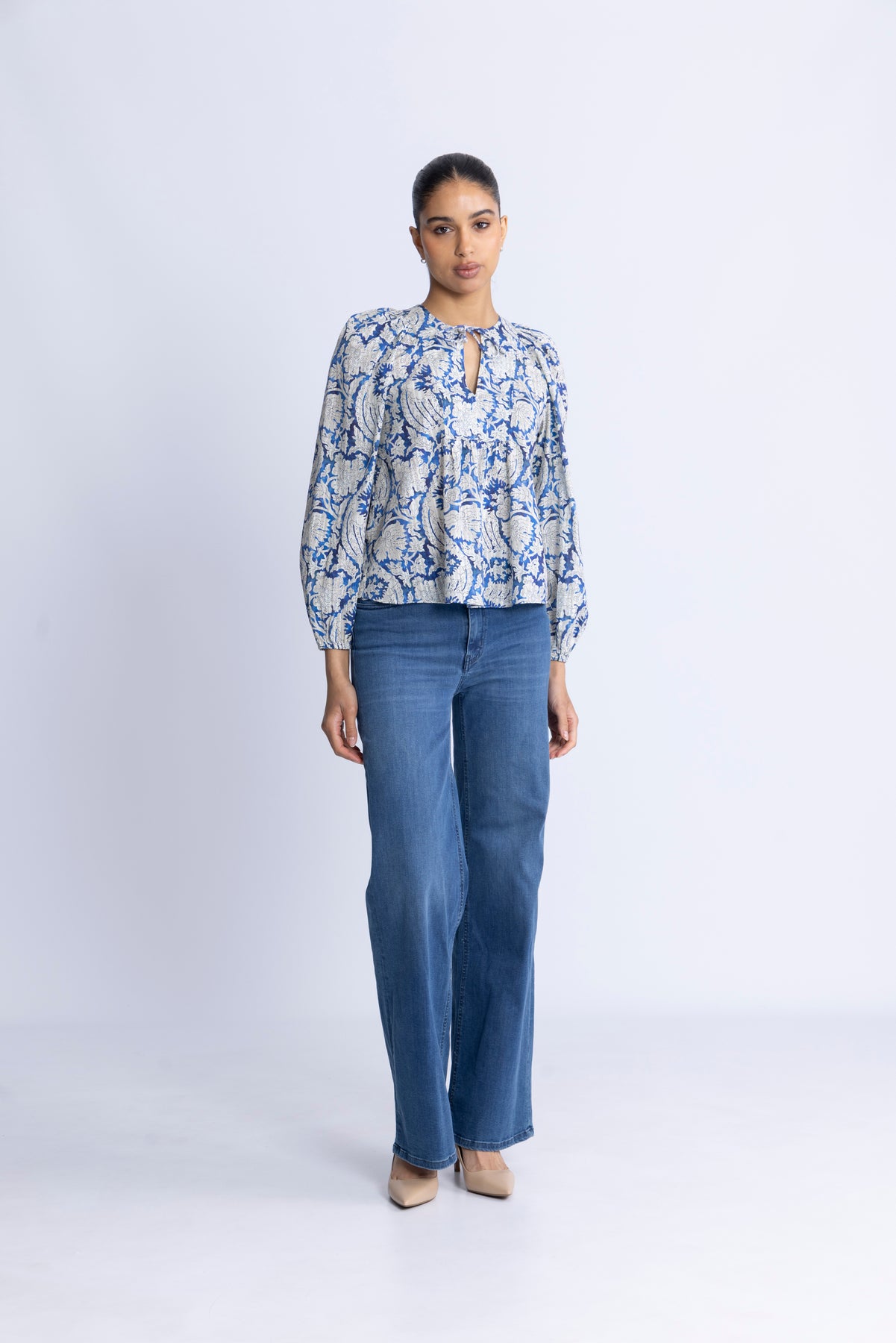 Brea Long Sleeve Blus - Ciel