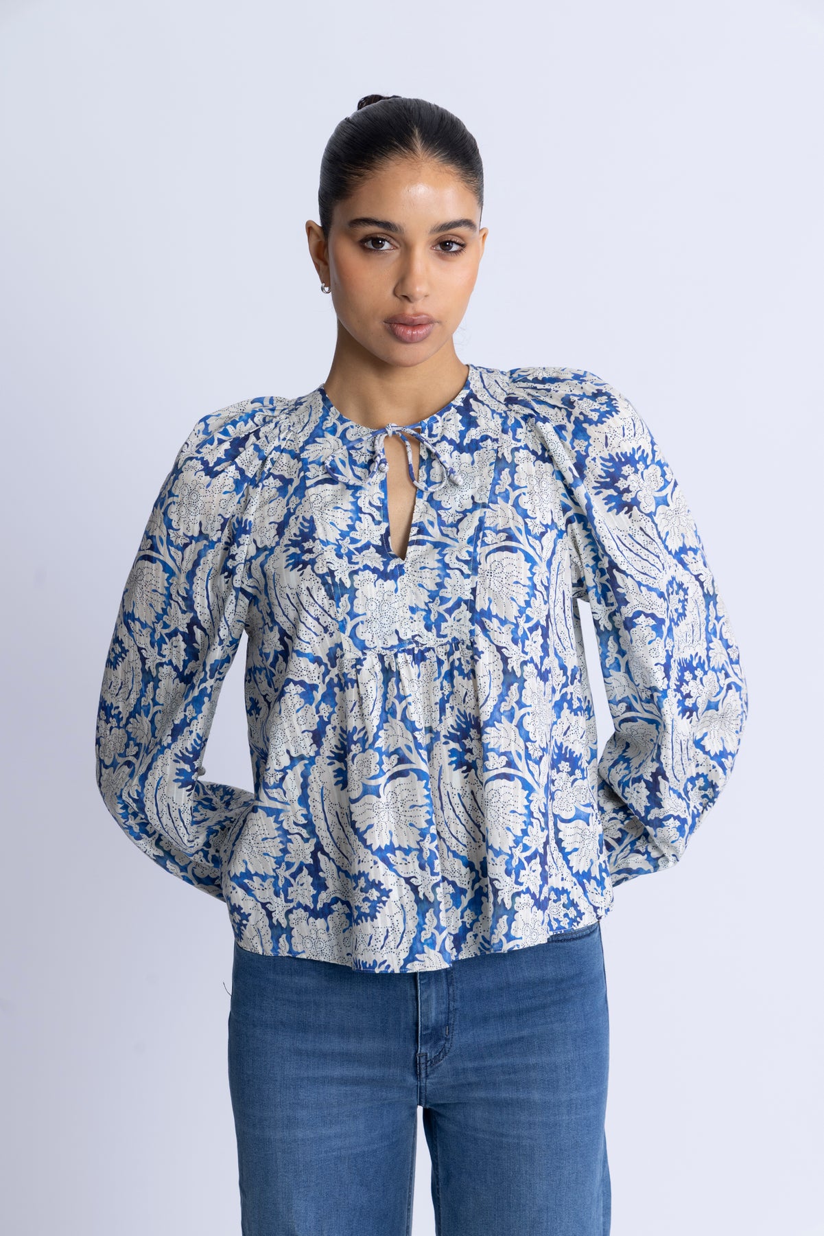 Brea Long Sleeve Blus - Ciel