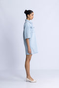 Harper Sky Blue Short Dress - Light Blue Denim