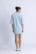 Harper Sky Blue Short Dress - Light Blue Denim