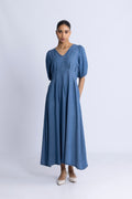 Denimcc Pleat Dress - Denim Blue
