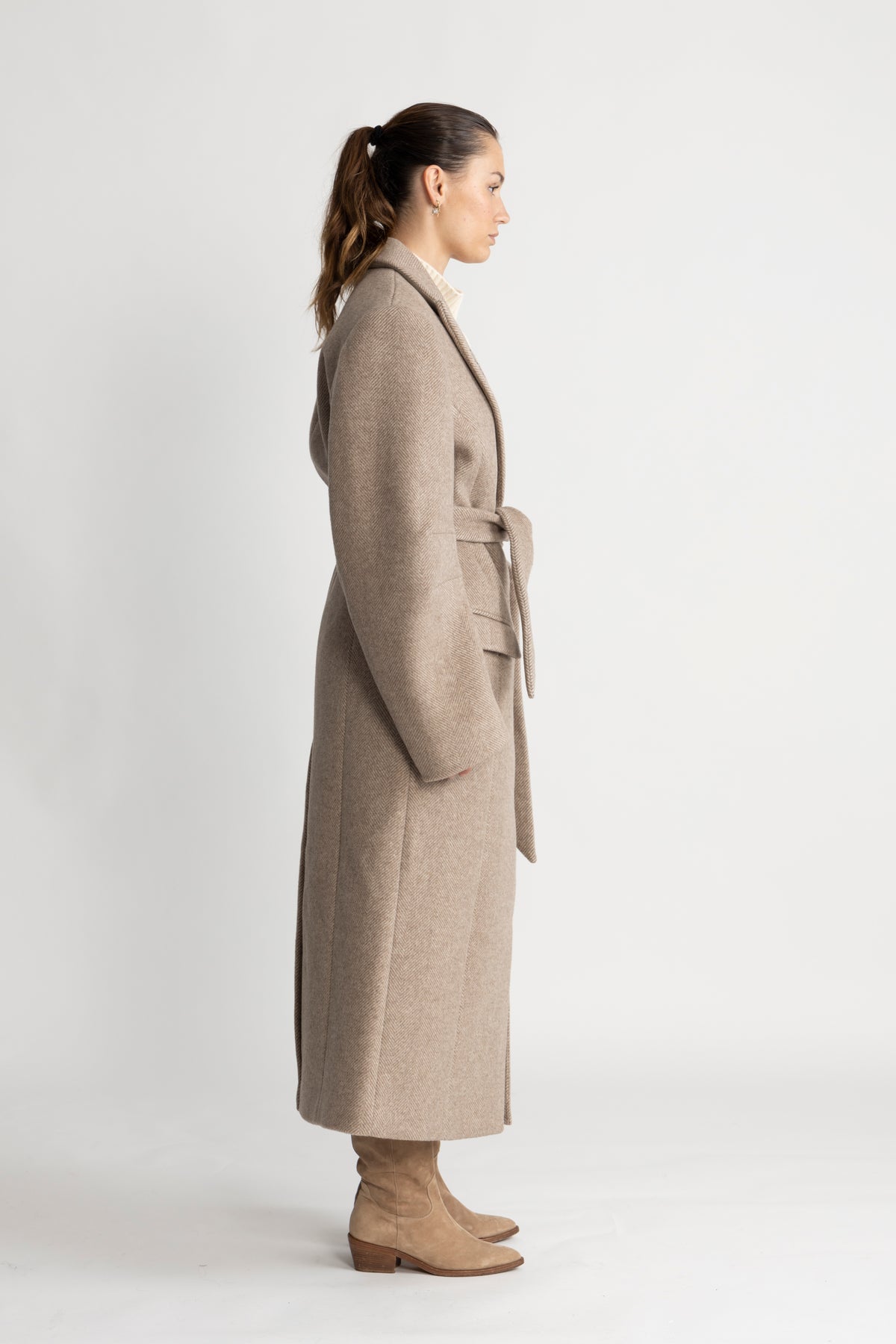 Belted Long Coat - Taffy Camel