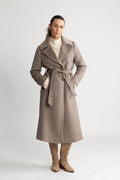 Cashmere Coat W Clareta Belt Long - Mink Beige