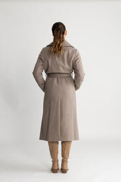 Cashmere Coat W Clareta Belt Long - Mink Beige
