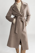 Cashmere Coat W Clareta Belt Long - Mink Beige
