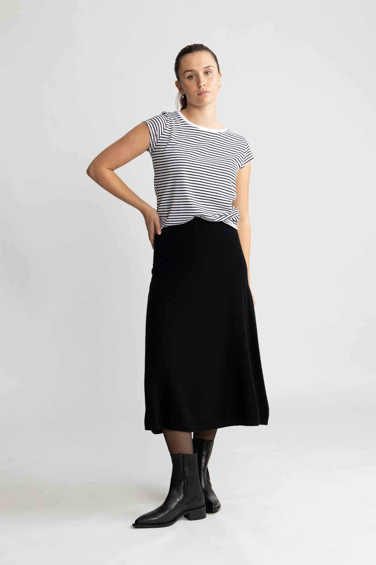 Mads Nørgaard Organic Jersey Teasy Tee FAV - Vit/Svart