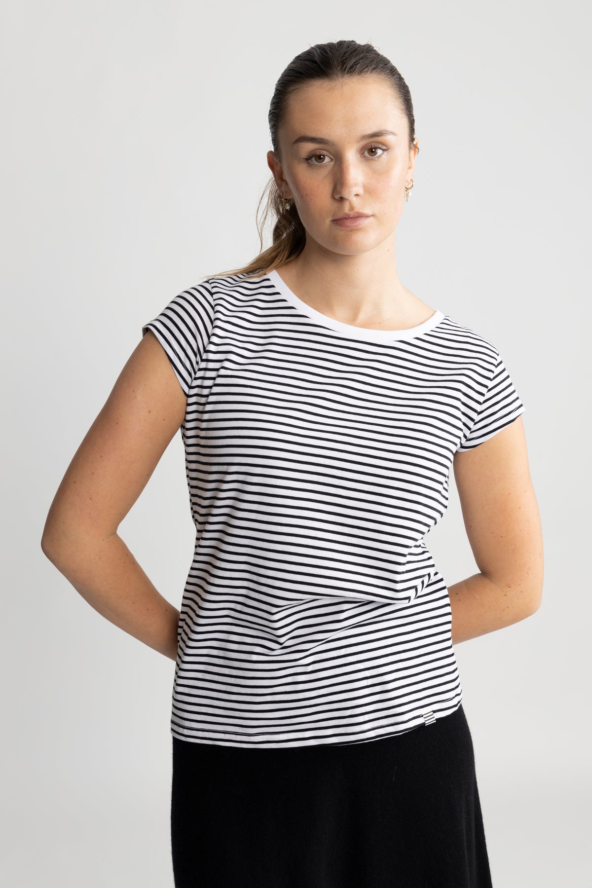 Mads Nørgaard Organic Jersey Teasy Tee FAV - Vit/Svart
