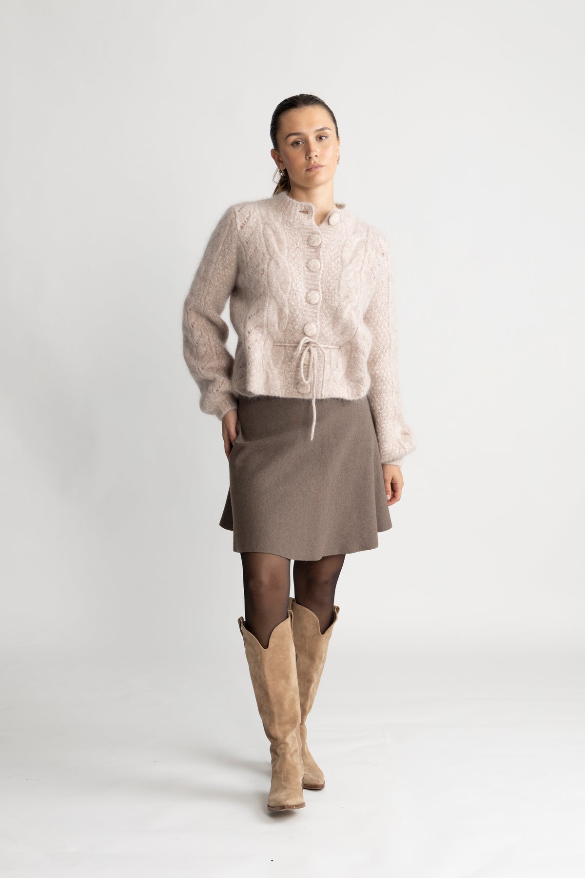 Sophia Chunky Cardigan - Beige Melange