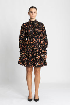 Cotton Slub Mini Dress - Midnight Daisy
