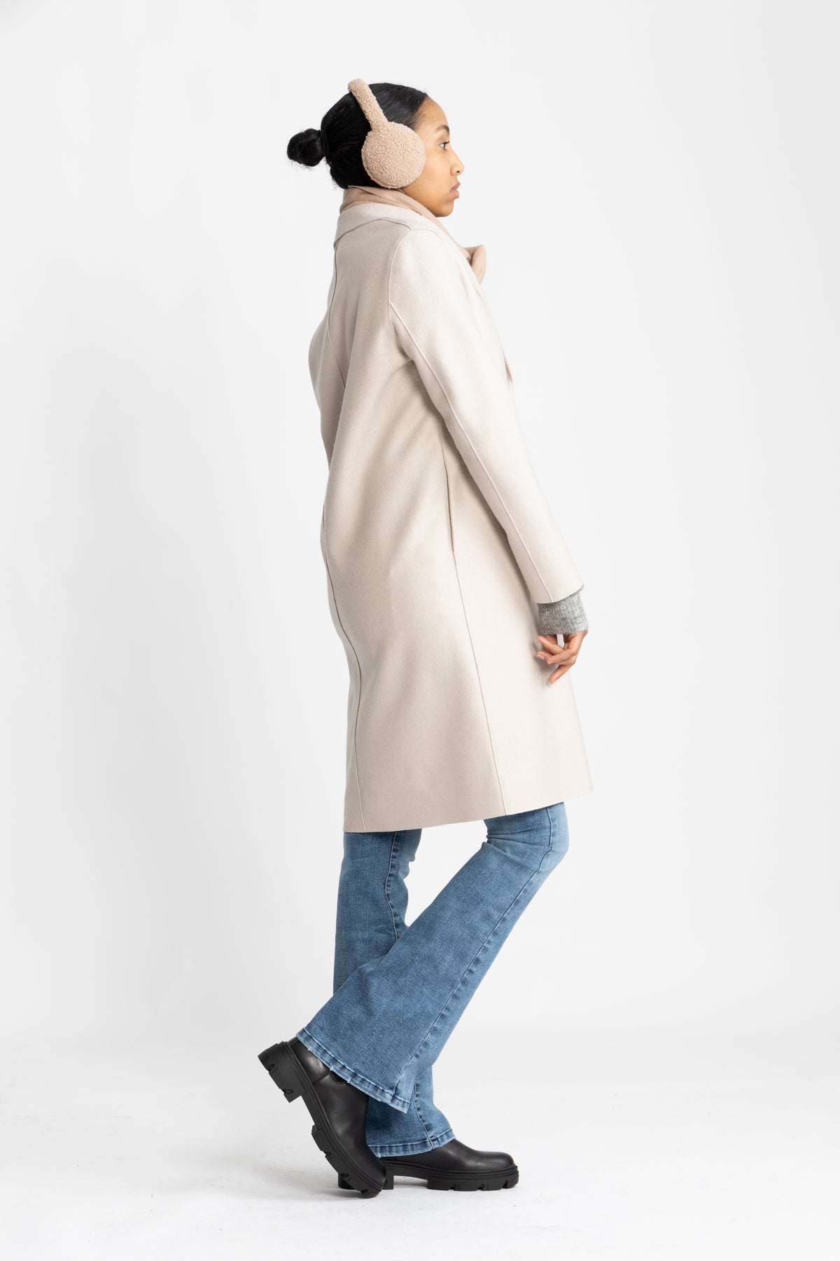 Harris Wharf London Overcoat Pressed Wool - Krämfärg