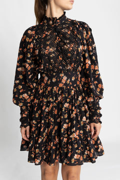 Cotton Slub Mini Dress - Midnight Daisy