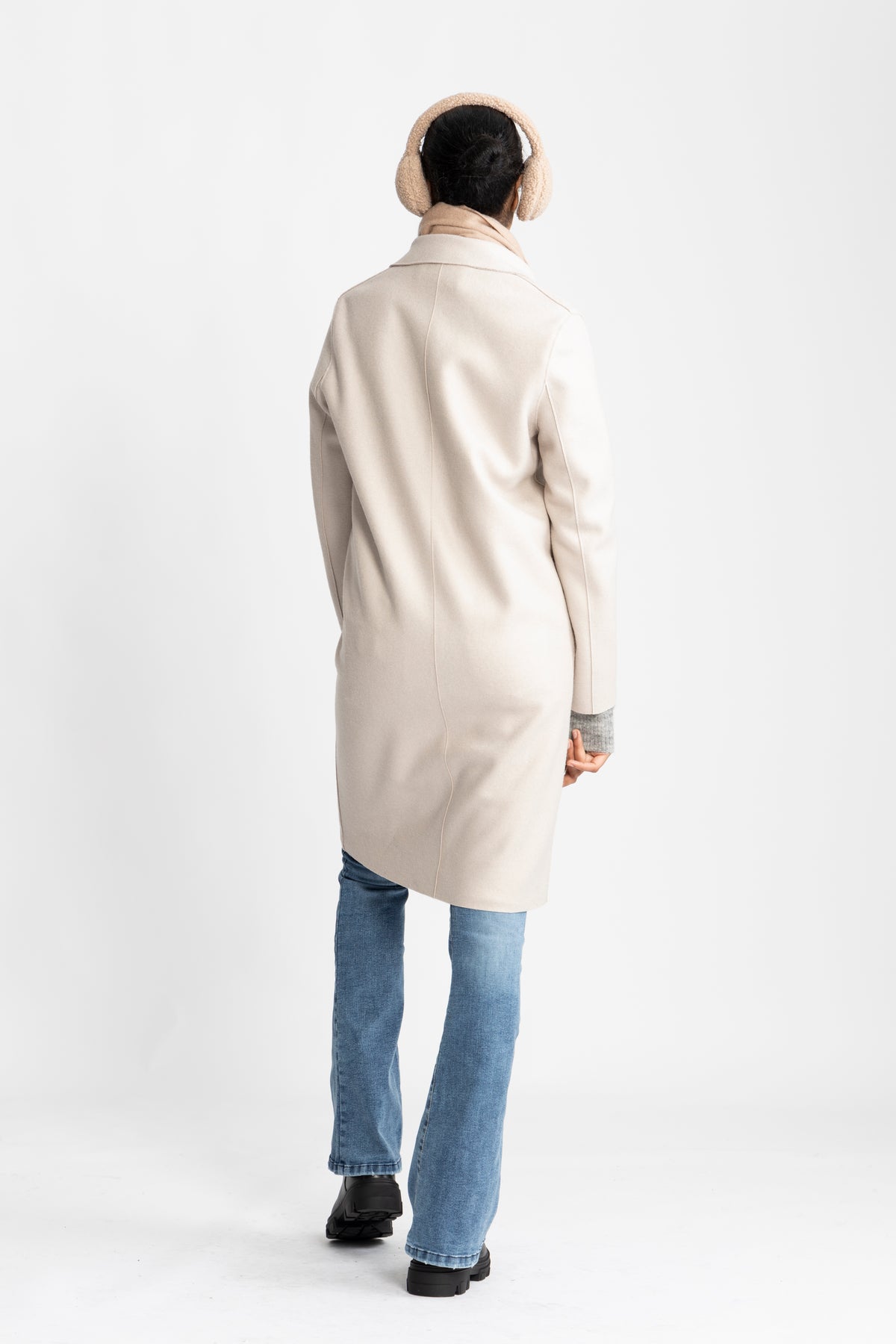 Harris Wharf London Overcoat Pressed Wool - Krämfärg