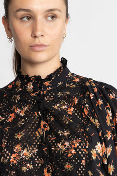 Cotton Slub Mini Dress - Midnight Daisy