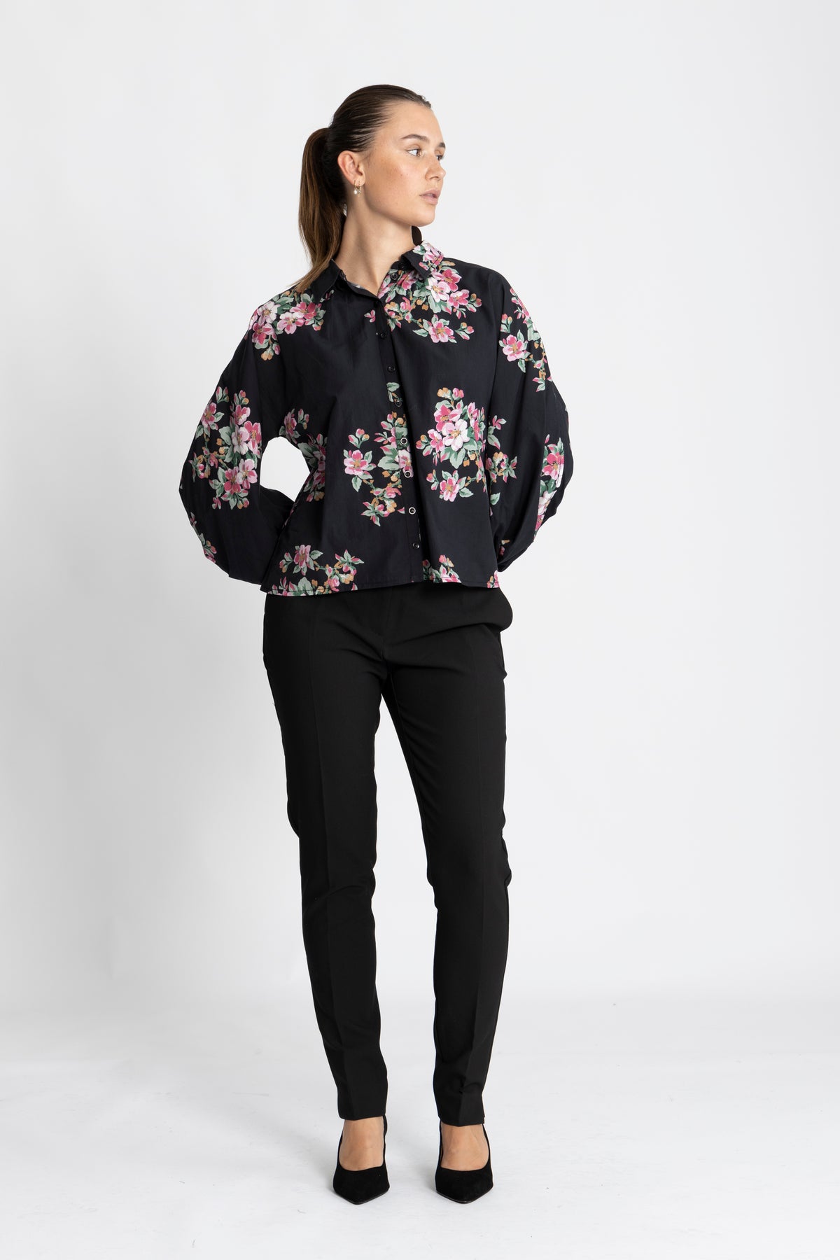 Poplin Peplum Blouse - Apple Blossom