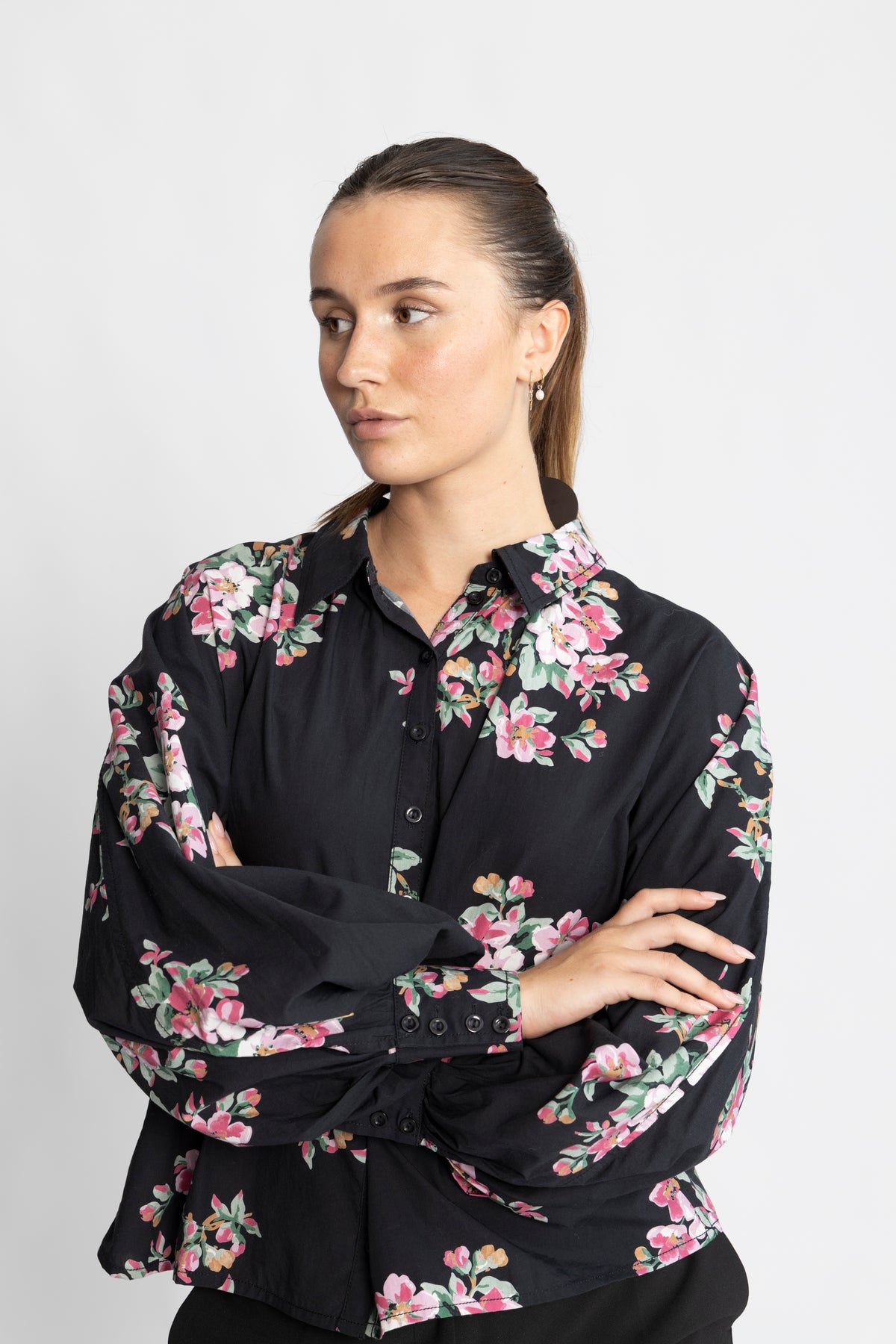 Poplin Peplum Blouse - Apple Blossom