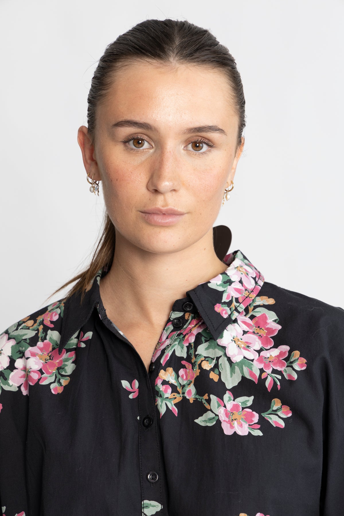 Poplin Peplum Blouse - Apple Blossom