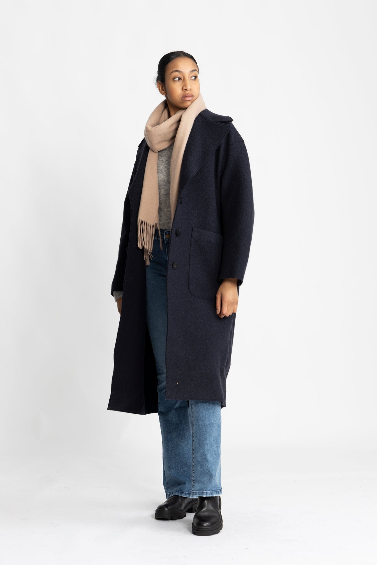 Greatcoat Boiled Wool - Navy Blue