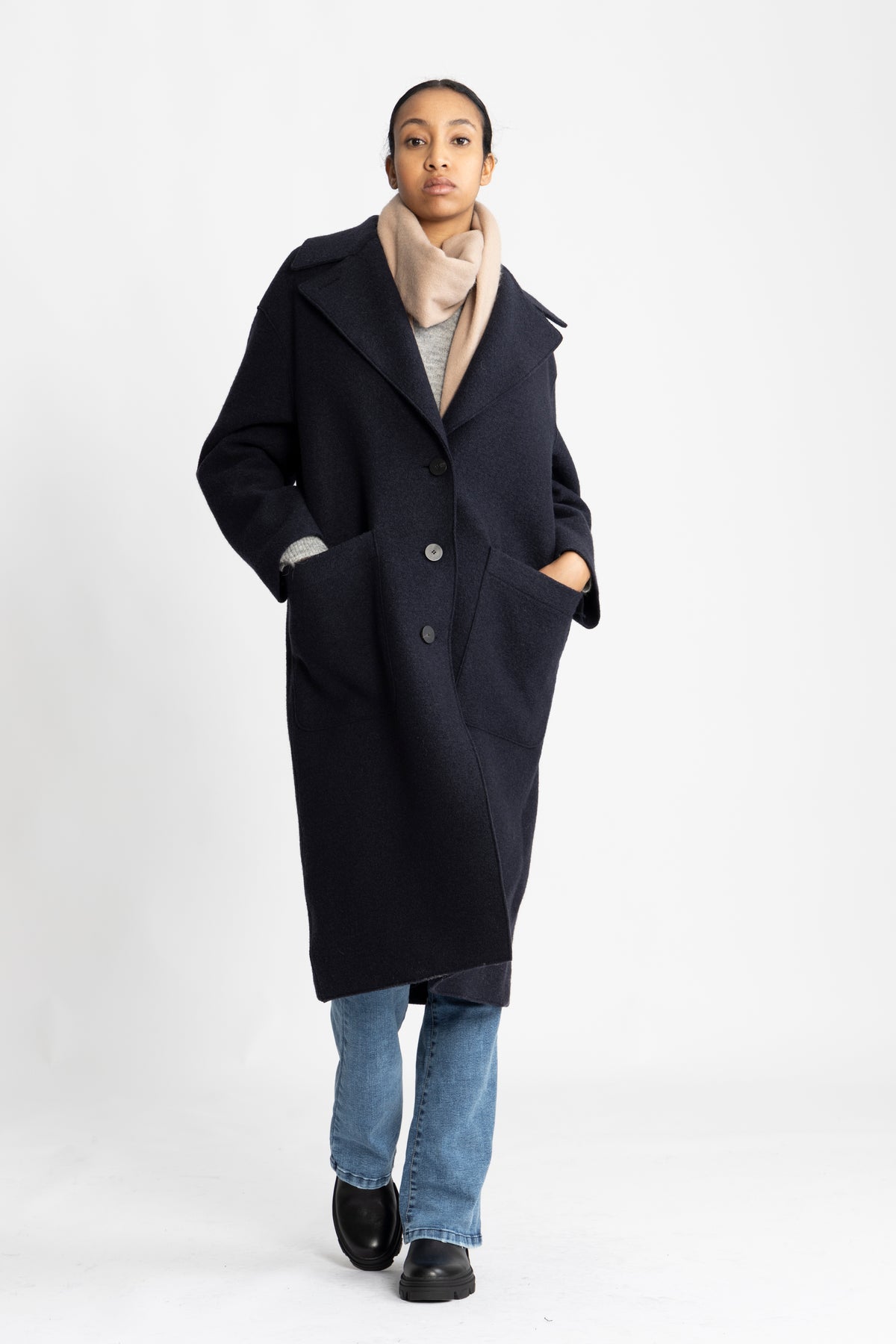 Greatcoat Boiled Wool - Navy Blue