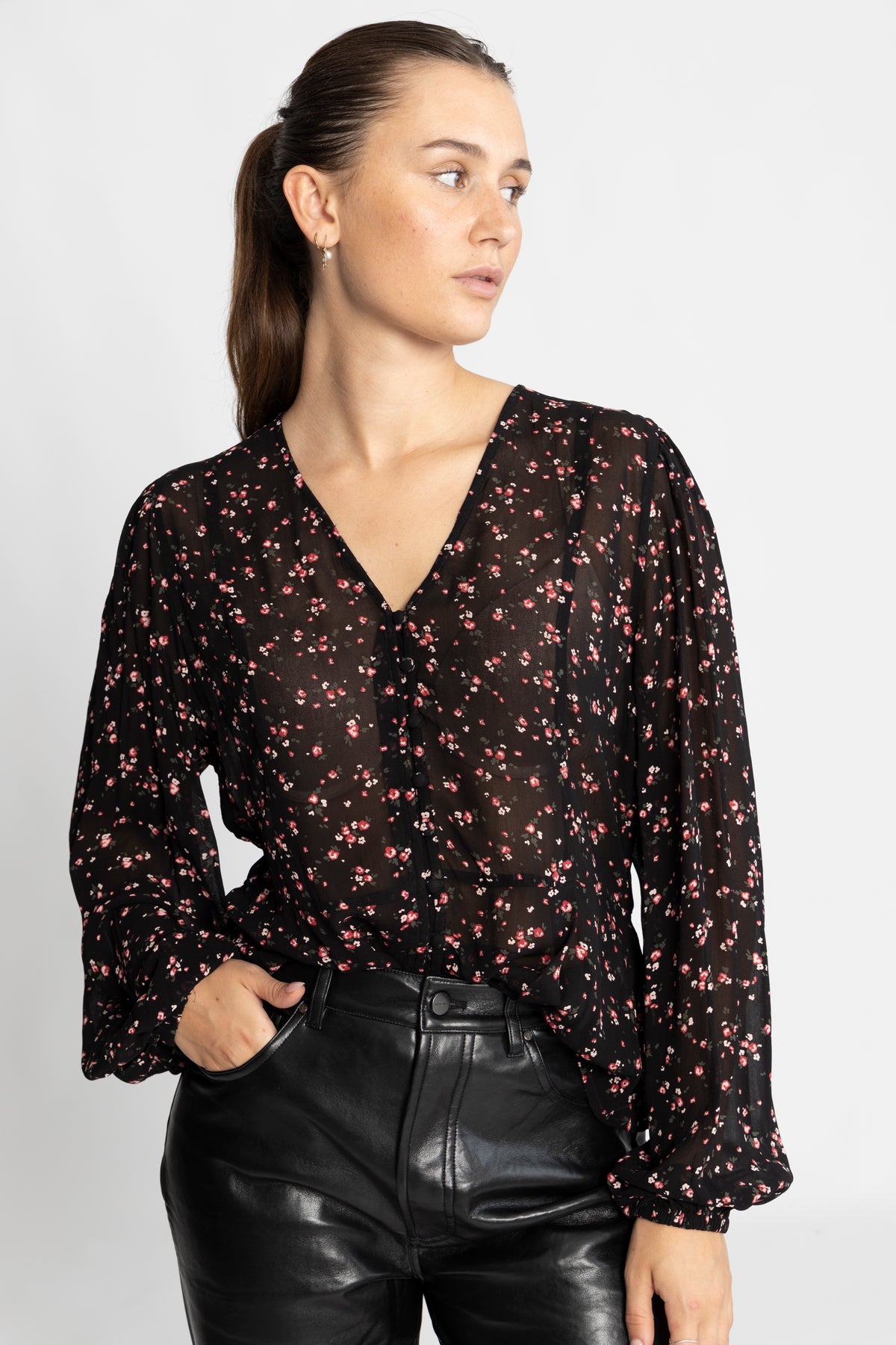 Orabella Shirt Aop - Black Flower