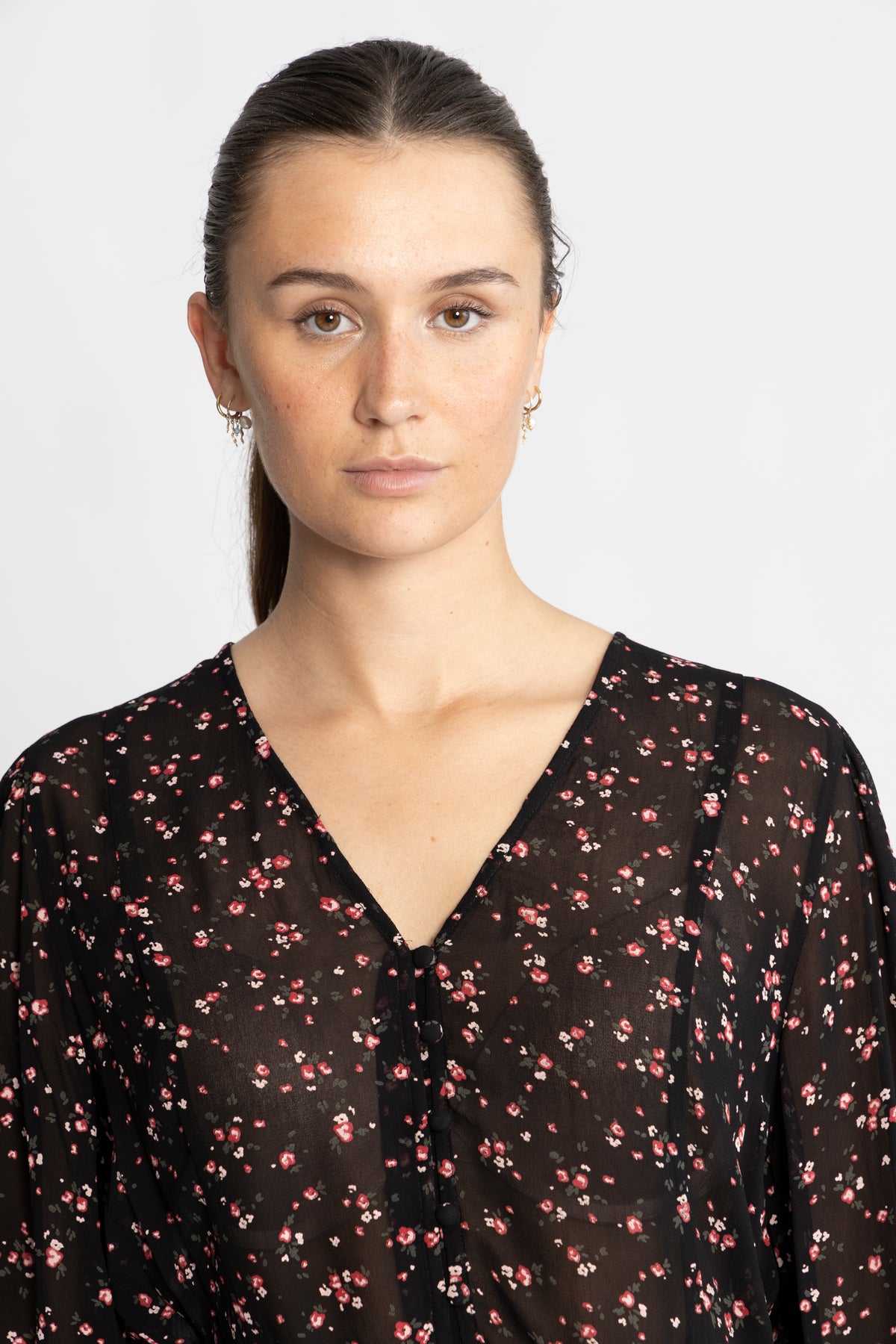 Orabella Shirt Aop - Black Flower