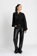 Cotton Slub Blouse - Black