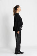 Cotton Slub Blouse - Black
