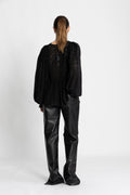 Cotton Slub Blouse - Black