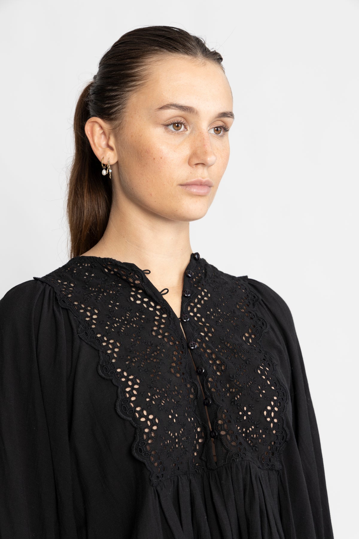 Cotton Slub Blouse - Black