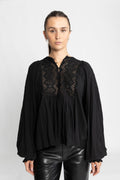 Cotton Slub Blouse - Black