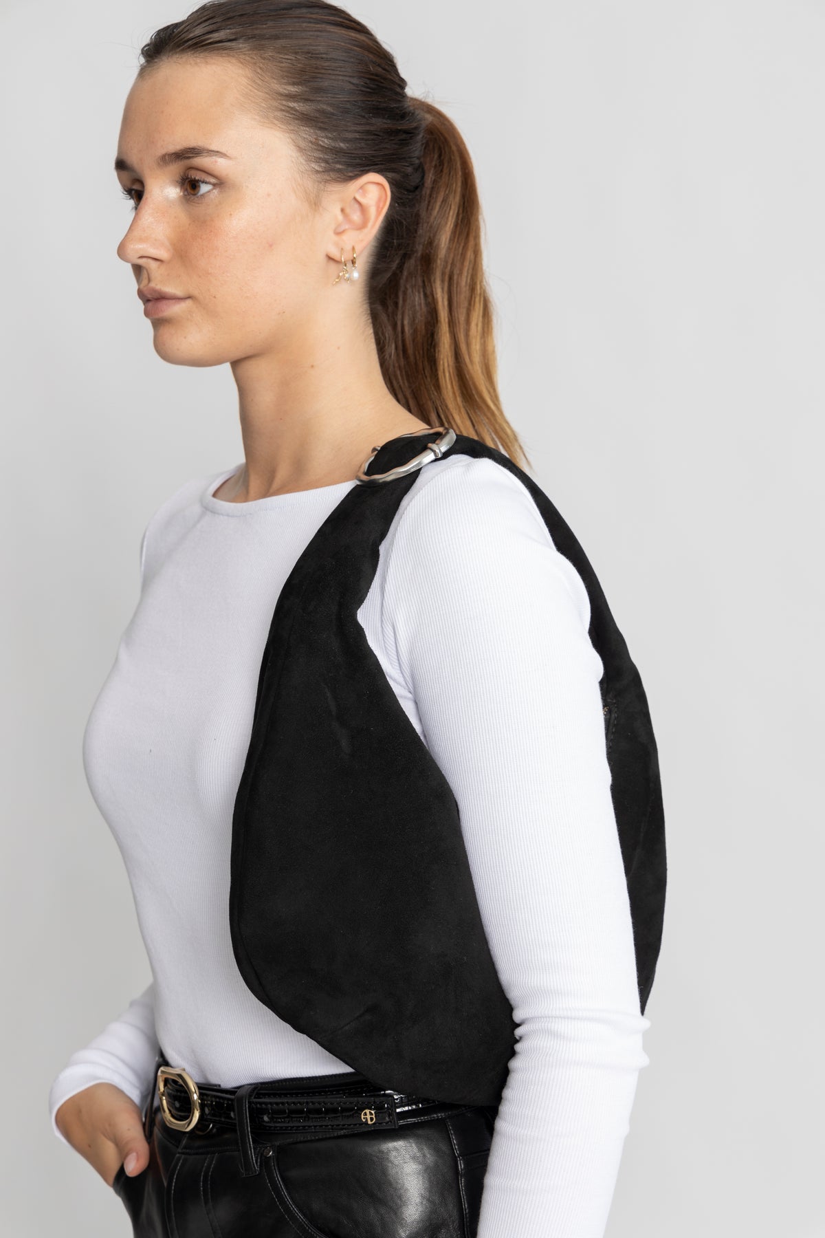 Suede Lona Small Bag - Black