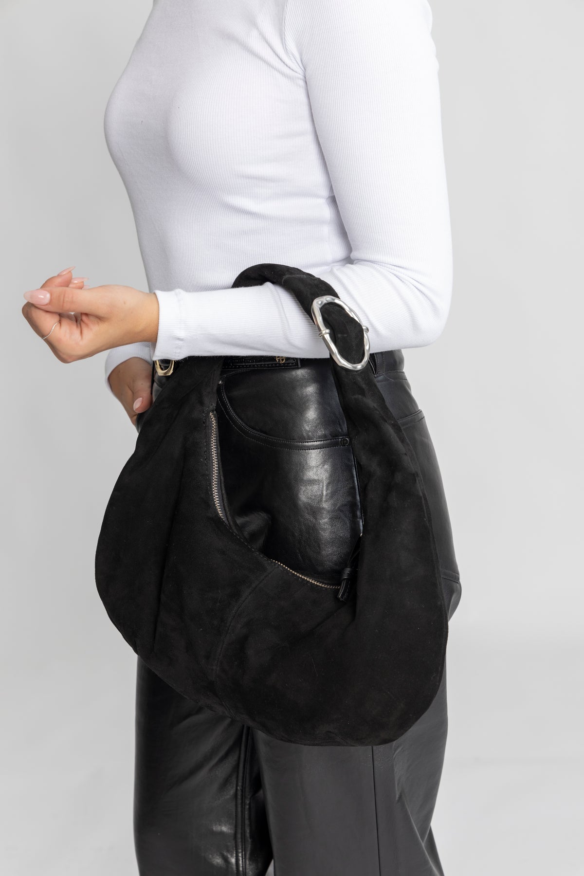 Suede Lona Small Bag - Black