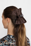 Minda Bow Hair Claw - Hot Fudge Brown
