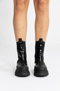 Cleated Mid Chelsea Boot Patent Croco - Black