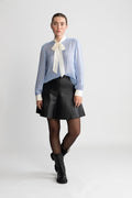 Reg Striped Contrast Bow Blouse - Clear Sky