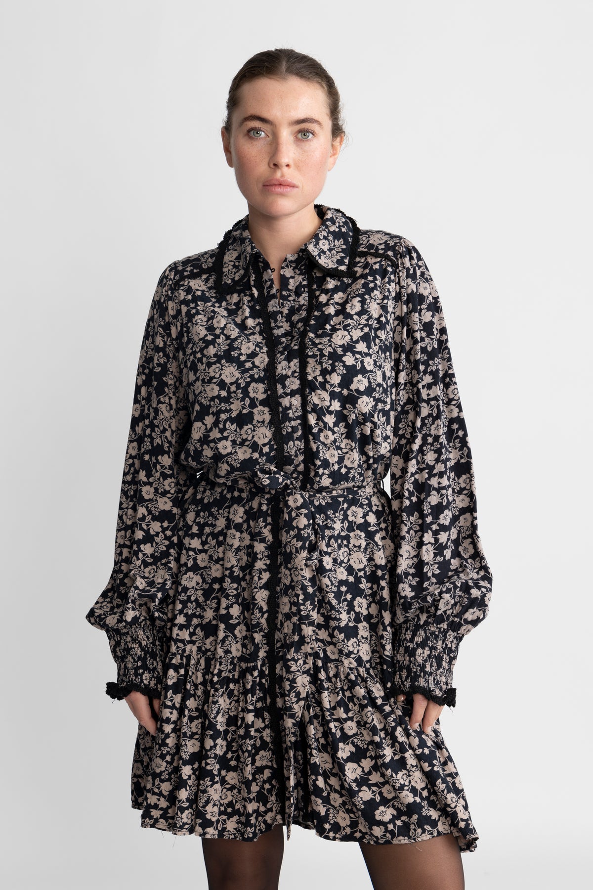 Yastilera Ls Shirt Dress - Black/Tilera Fungi