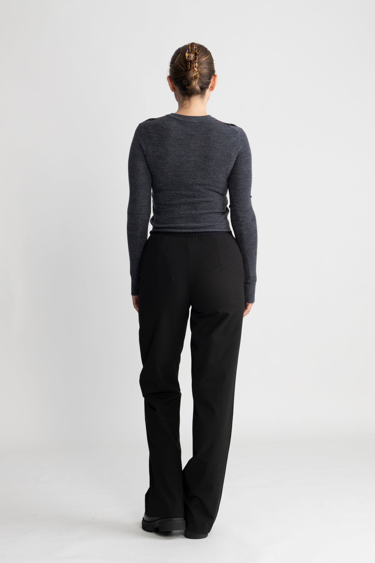 Fine Merino Jacquard Cardigan - Frost Gray