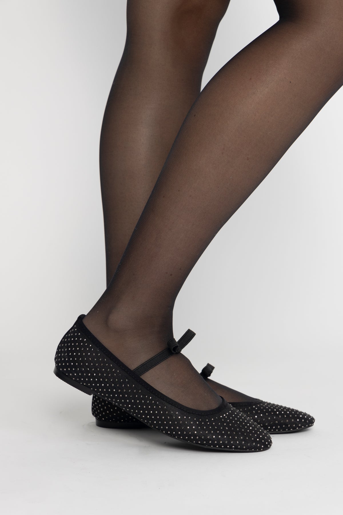 Rhinestone Bow Ballerina - Black