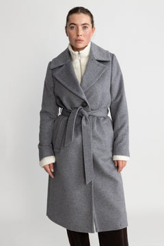 Cashmere Coat W Clareta Belt Midi - Smoky Grey
