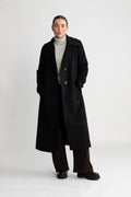 Cashmere Coat W Clareta Belt Long - Svart
