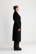 Cashmere Coat W Clareta Belt Long - Svart