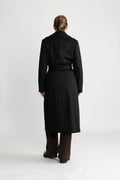 Cashmere Coat W Clareta Belt Long - Svart