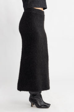 Gabella Hw Midi Knit Skirt - Black