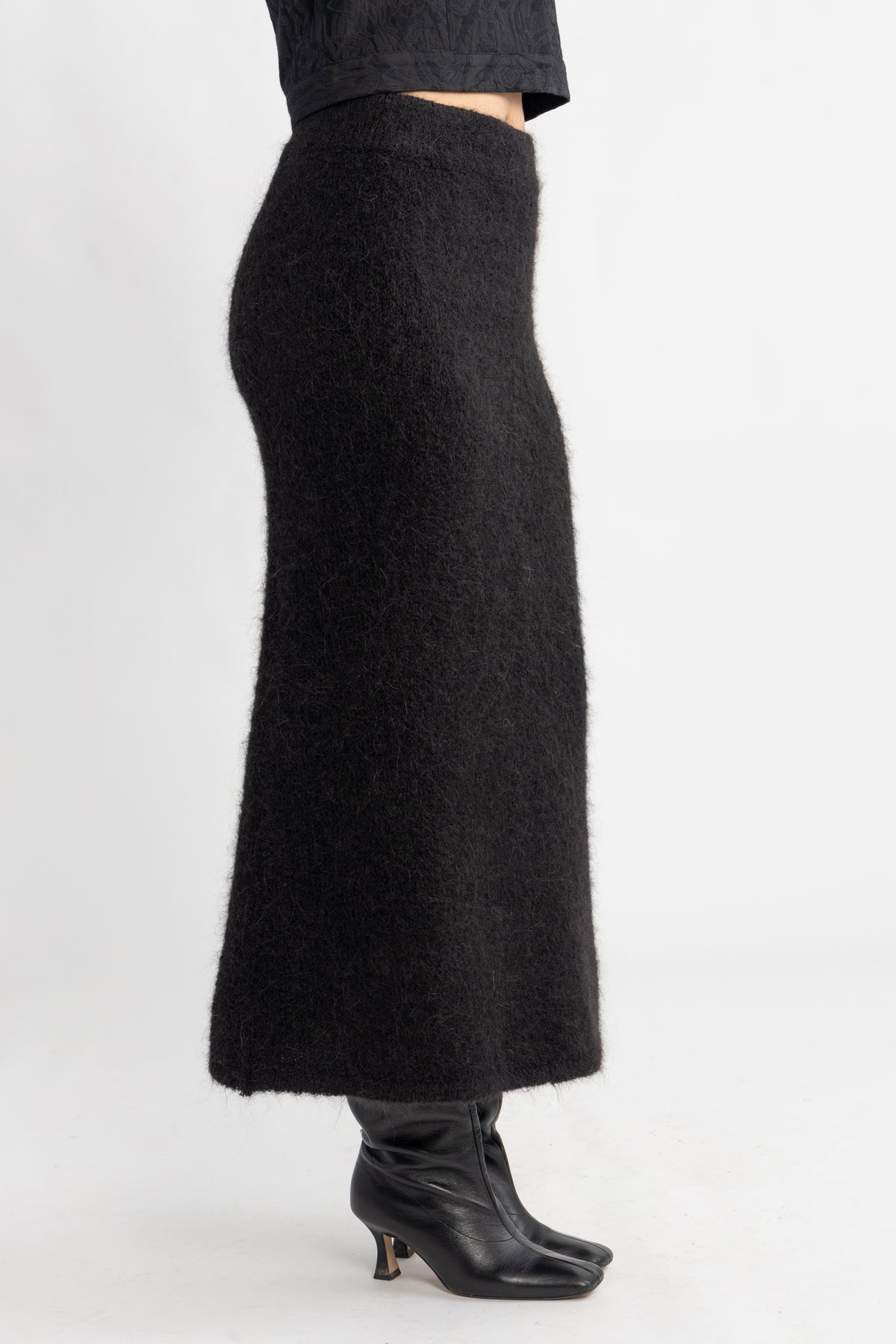 Gabella HW Midi Knit Skirt - Svart