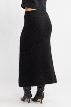 Gabella Hw Midi Knit Skirt - Black