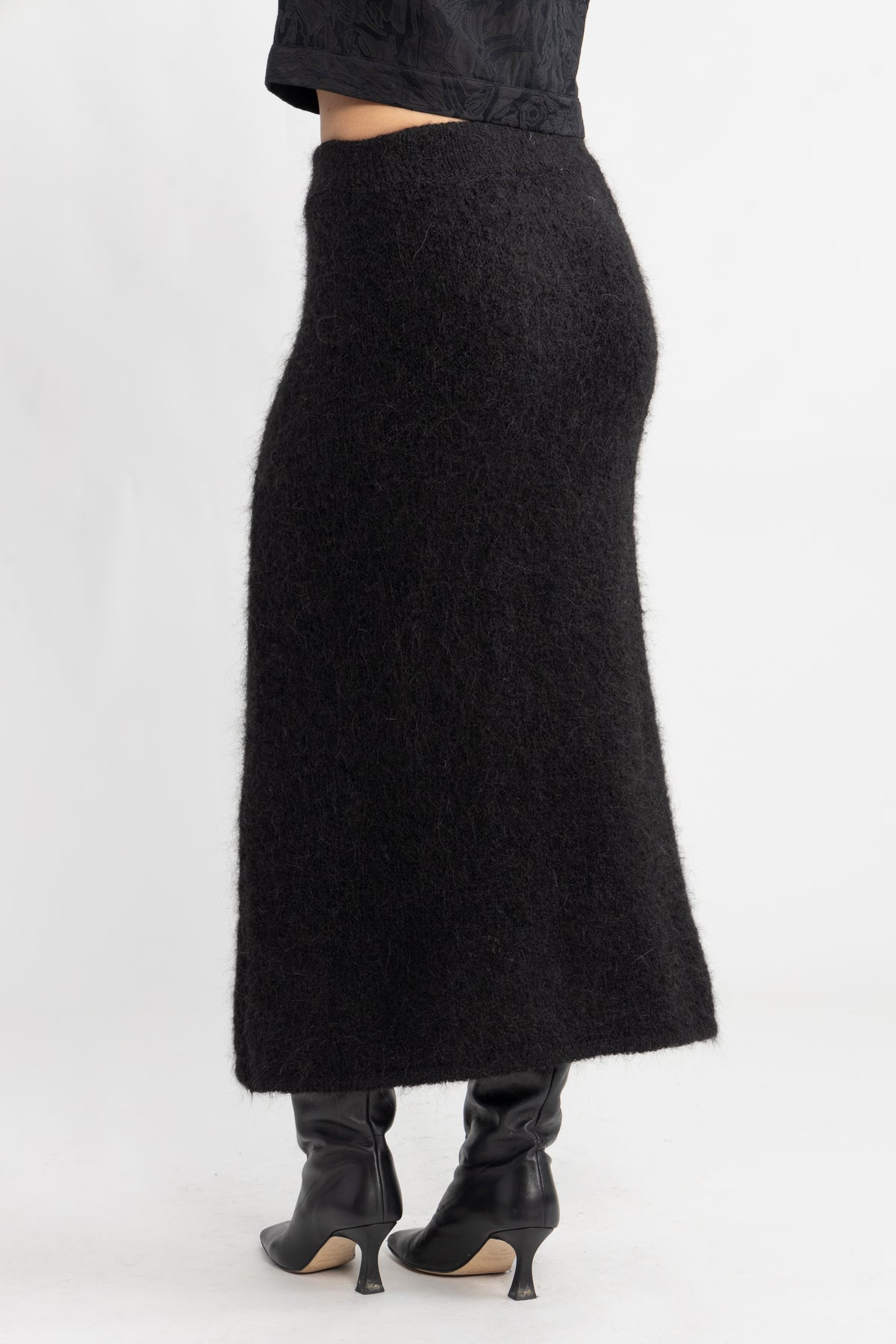 Gabella HW Midi Knit Skirt - Svart