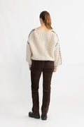 Milana Ls Mohair Knit Stitching - Beige