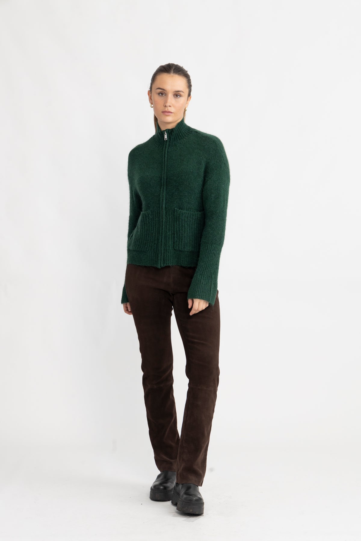 Lediona Hope Zip Cardigan - Pine Grove