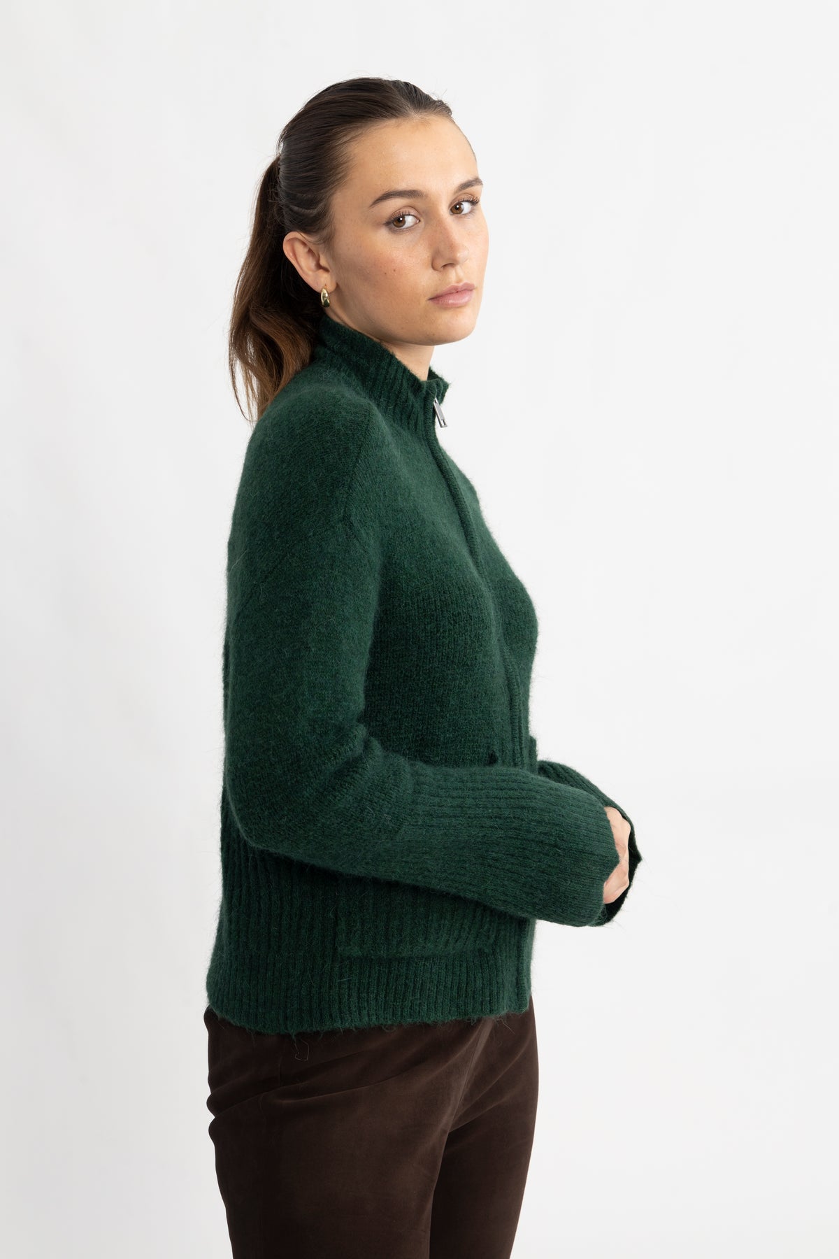 Lediona Hope Zip Cardigan - Pine Grove
