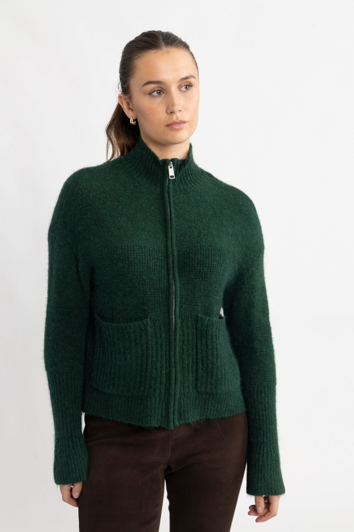 Lediona Hope Zip Cardigan - Pine Grove