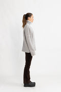 Iben Zip Sweater - Light Grey With White